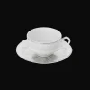 Christofle Set of 2 Porcelain Tea Cup and Saucers Platinum Finish