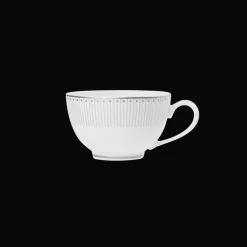 Christofle Set of 2 Porcelain Tea Cup and Saucers Platinum Finish