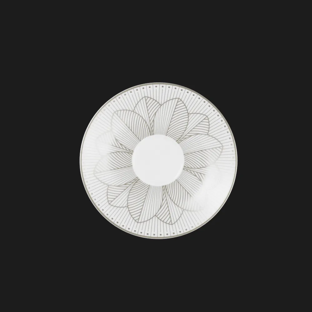 Christofle Set of 2 Porcelain Tea Cup and Saucers Platinum Finish
