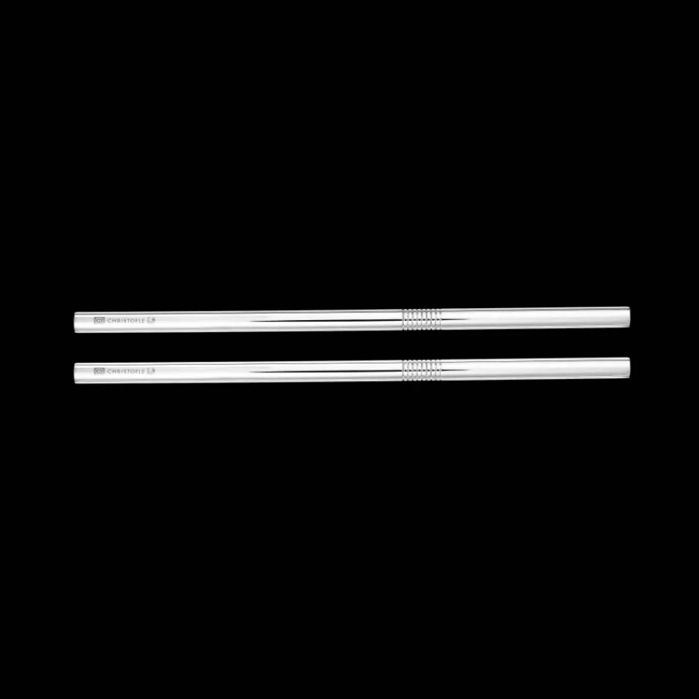 Christofle Set of 2 silver plated small straws
