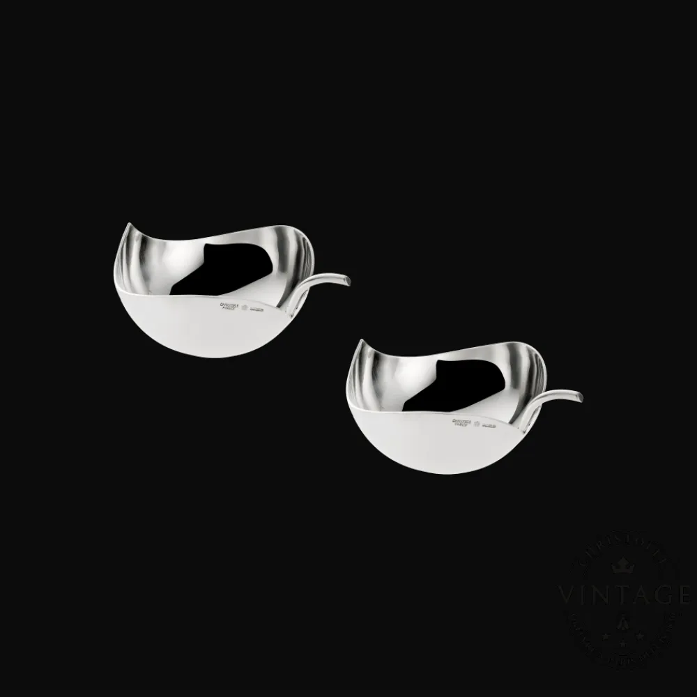 Christofle Silvered Vintage Little Leaf Bowl Duo