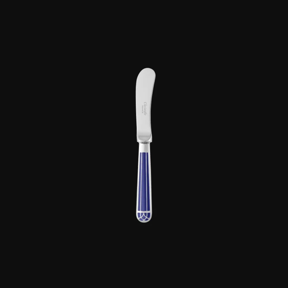 Christofle Silver-Plated Butter Spreader - Marbled Blue