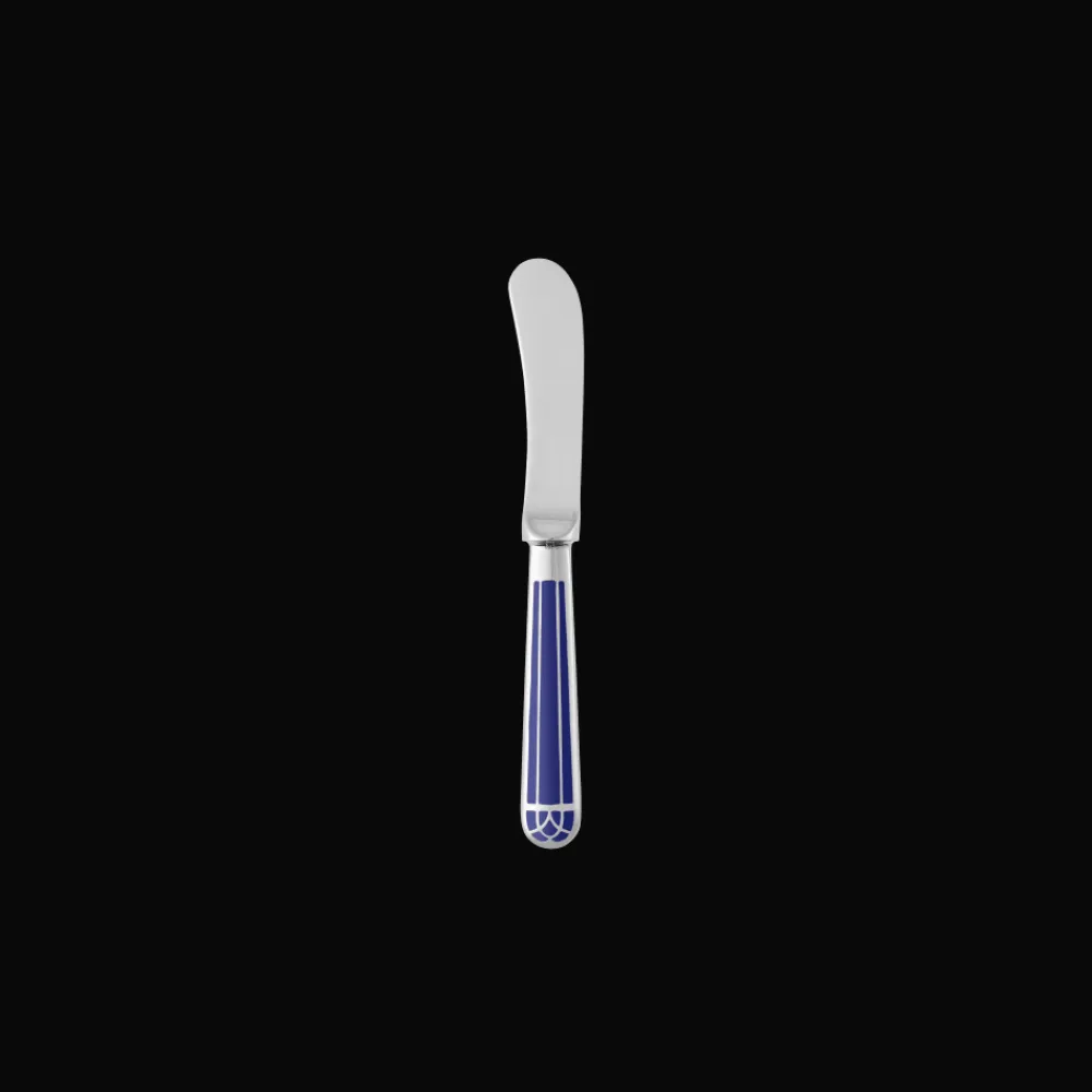 Christofle Silver-Plated Butter Spreader - Marbled Blue