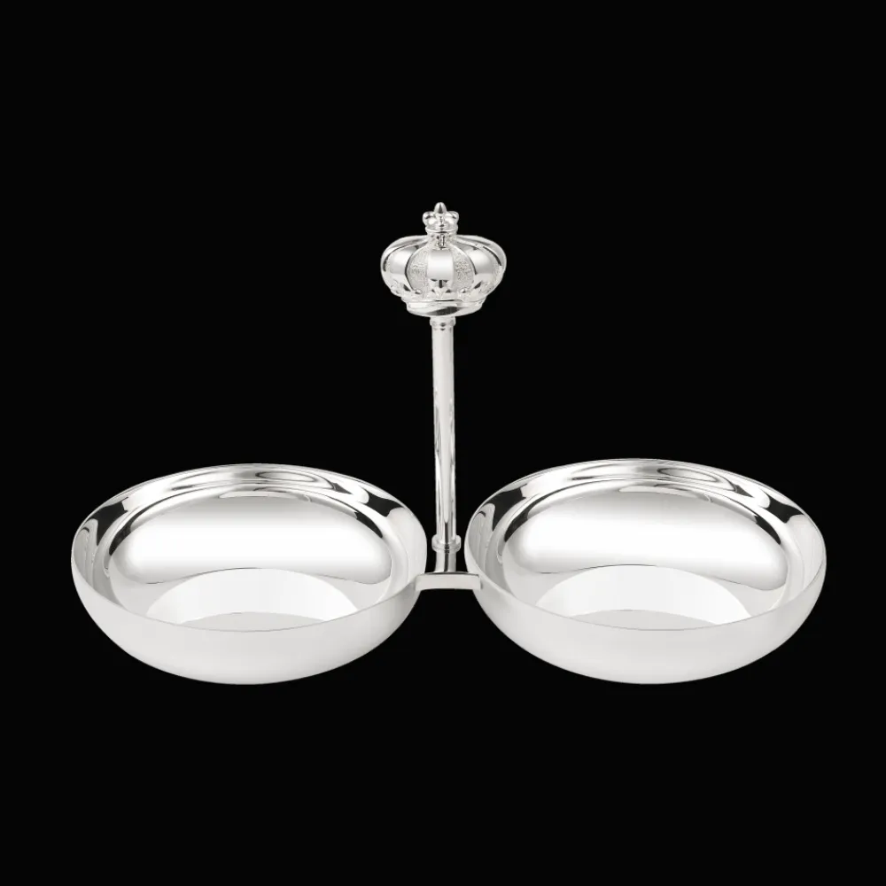 Christofle Silver-Plated Double Dog & Cat Bowl