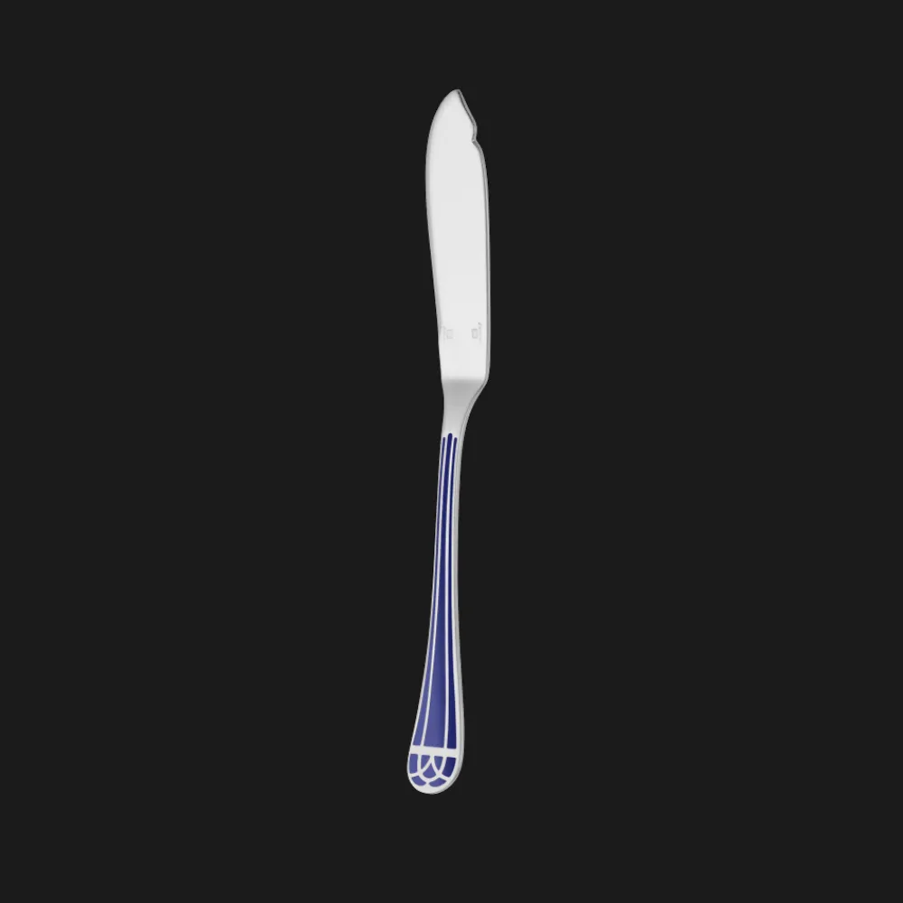 Christofle Silver-Plated Fish Knife - Marbled Blue