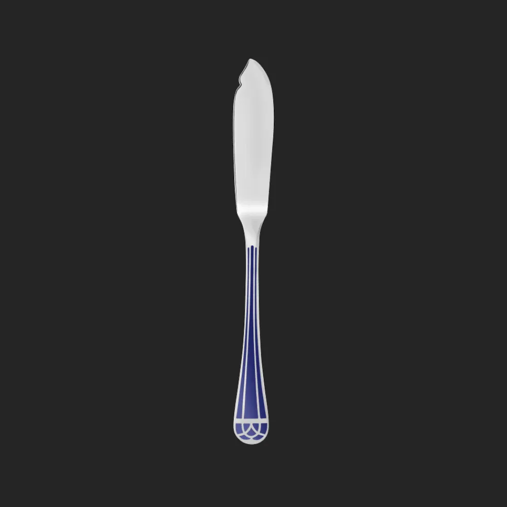 Christofle Silver-Plated Fish Knife - Marbled Blue
