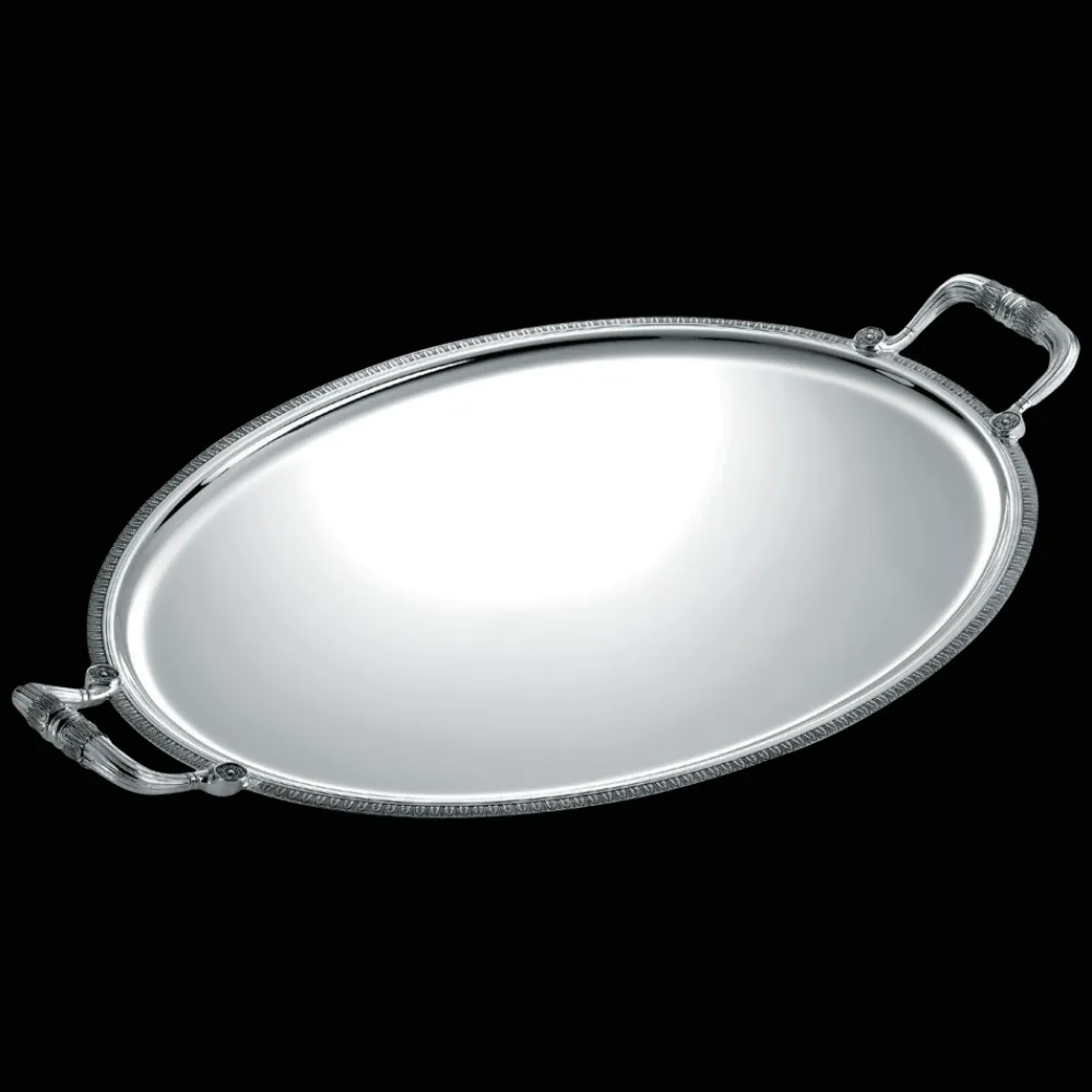 Christofle Silver-Plated Oval Serving Tray with Handles 21 x 16.5 in