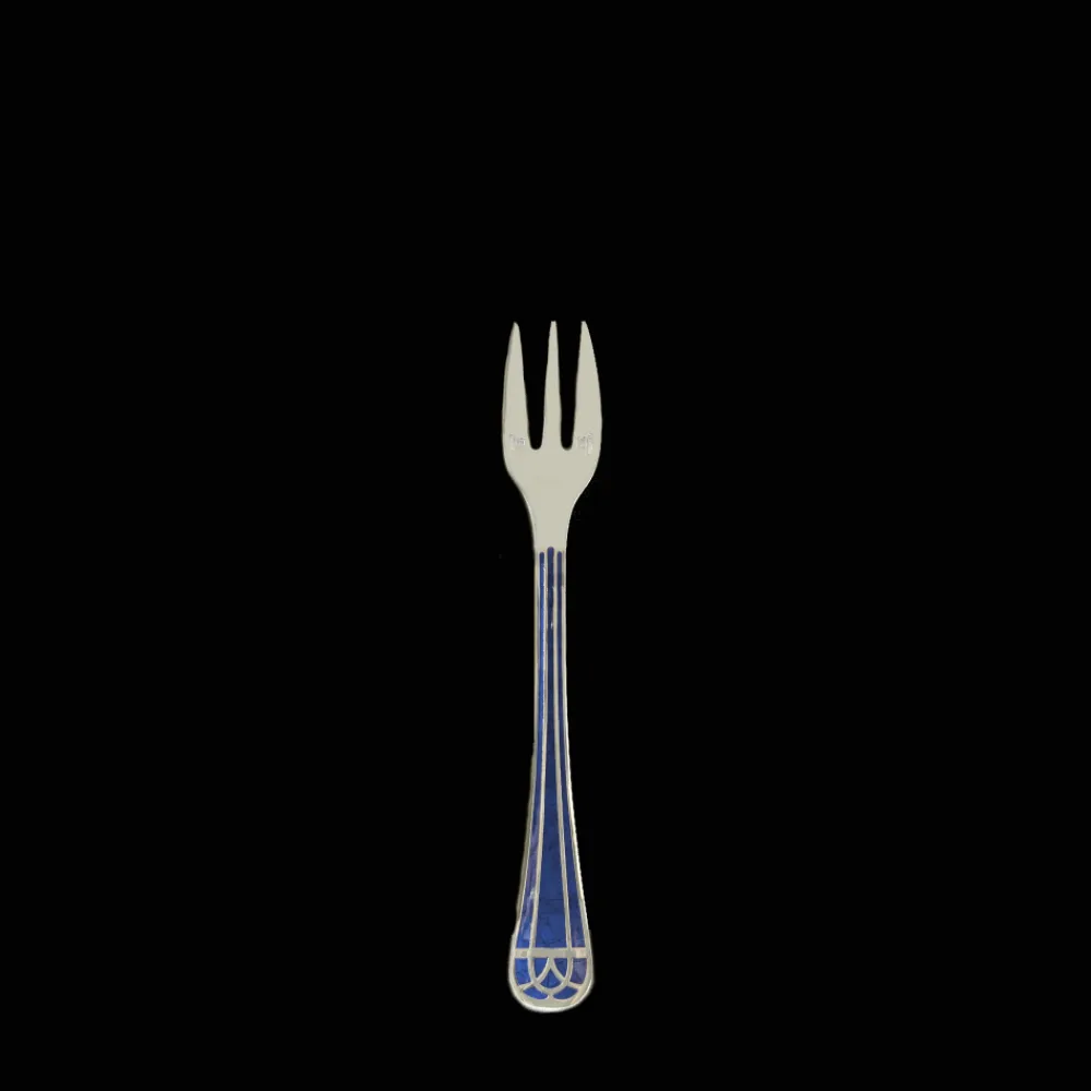 Christofle Silver-Plated Oyster Fork - Marbled Blue