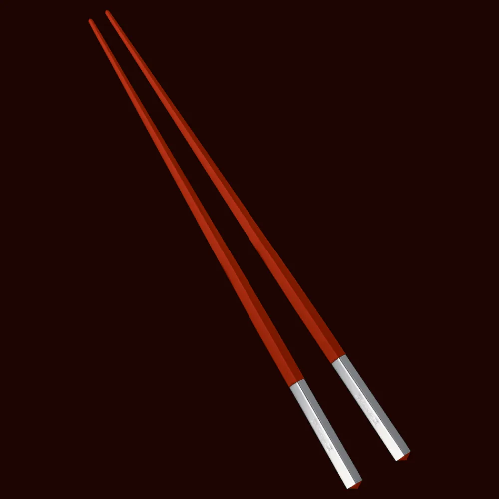 Christofle Silver-Plated Red Japanese Chopsticks