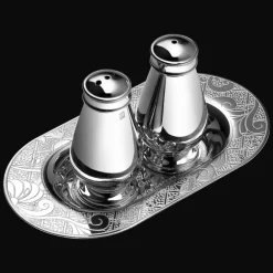 Christofle Silver-Plated Salt & Pepper Shakers with Tray