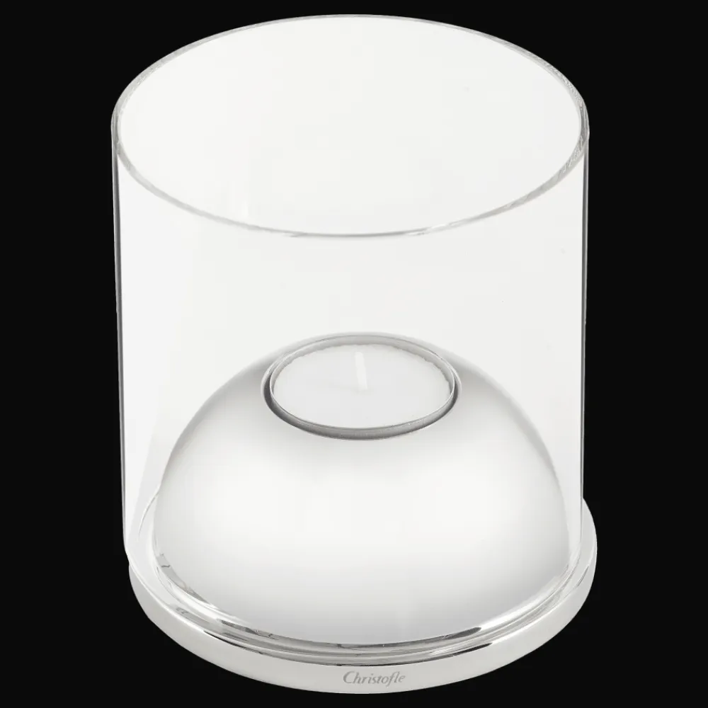 Christofle Small Stainless Steel & Glass Hurricane