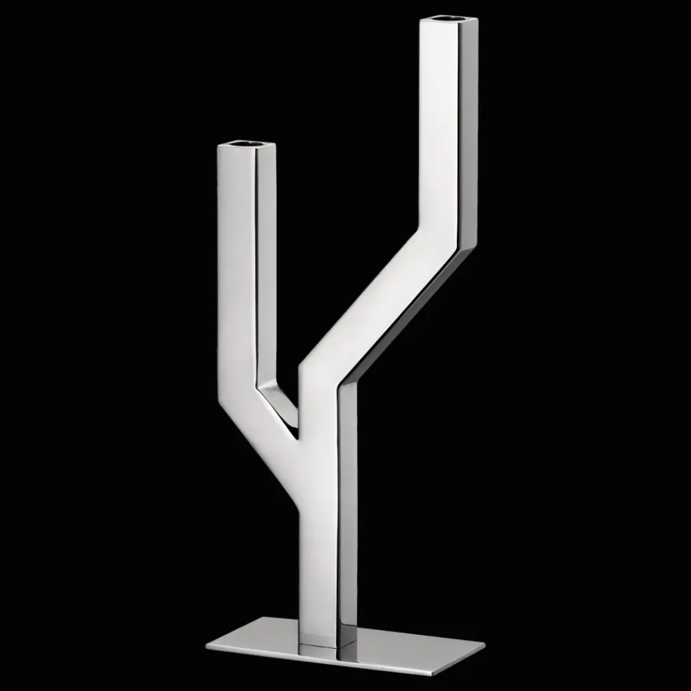 Christofle Stainless Steel Candelabra For Two Candles