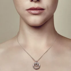Christofle Sterling Silver Double Circle Pendant Necklace