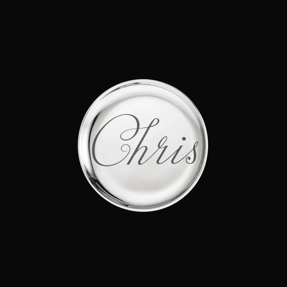 Christofle Two Porcelain Coasters Platinum Finish