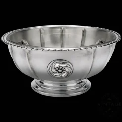 Christofle Vintage Silvered Crystal Interior Salad Bowl