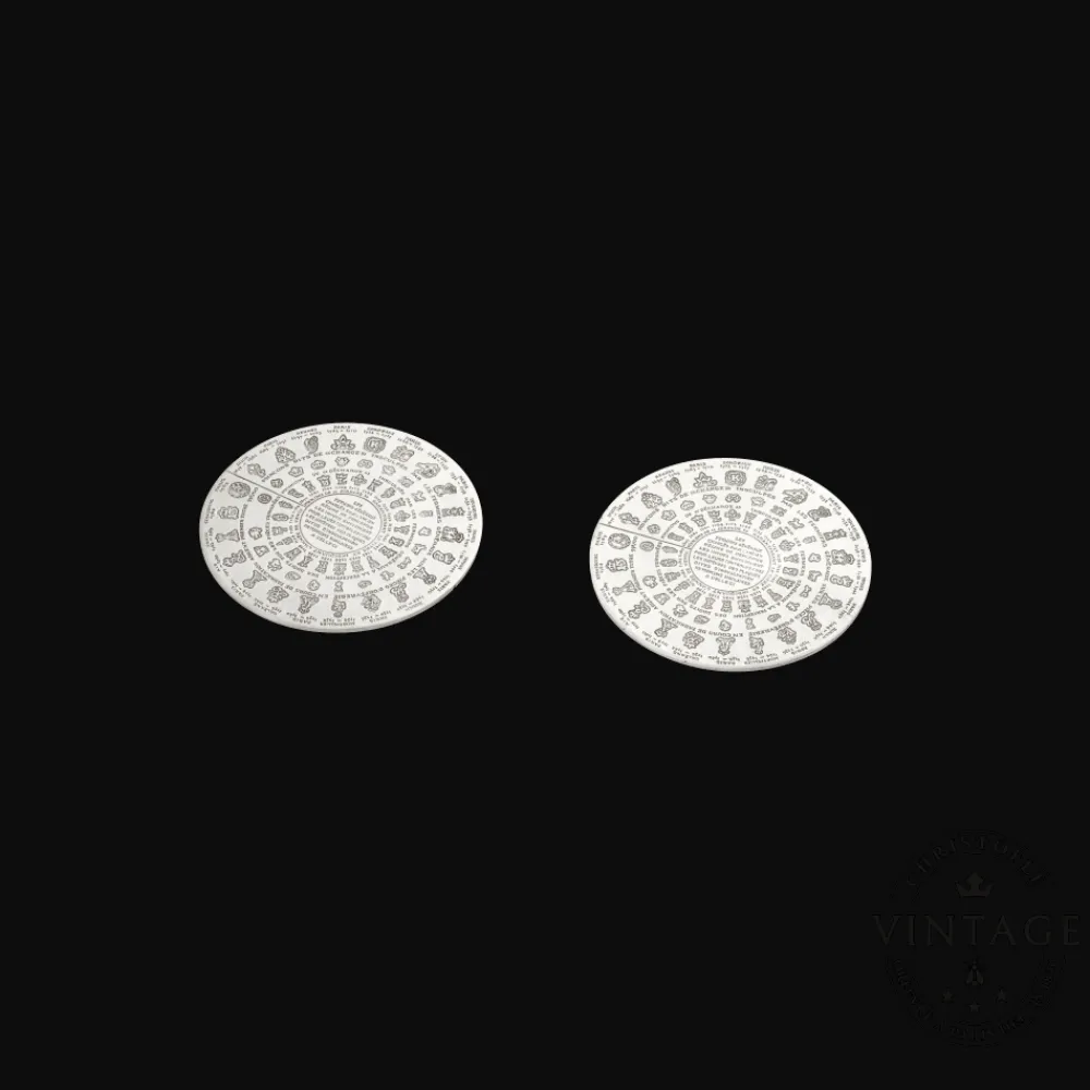 Christofle Vintage Silvered Glass Coaster Duo