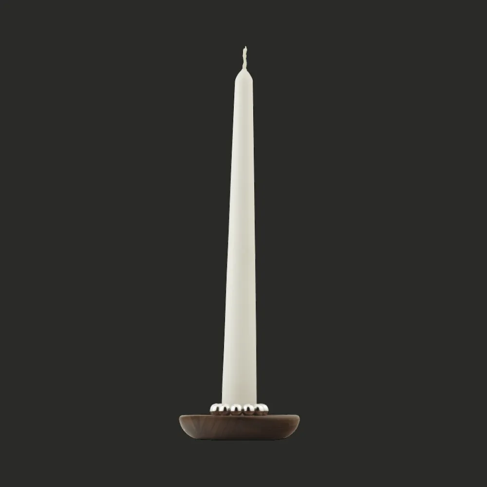 Christofle Walnut Silver-Plated Candle Holder